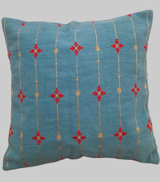 BLUE GOLD STRIPED CUSHION COVERS ( SET OF 2 )