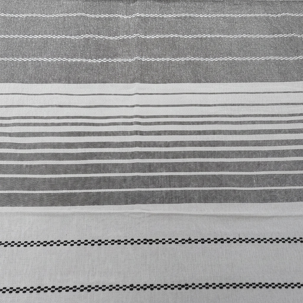 BLACK & WHITE HANDLOOM STRIPED QUEEN COTTON BEDSHEET SET
