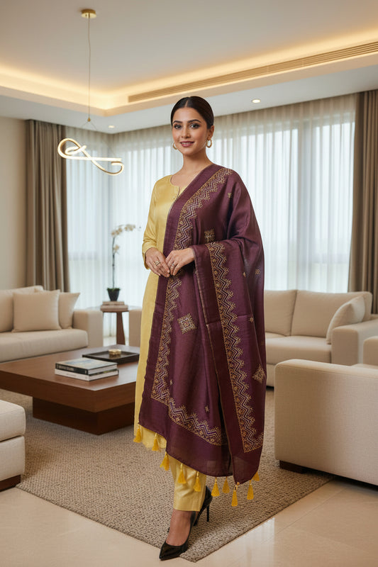 COFFEE BROWN CLASSIC EMBROIDERED STOLE
