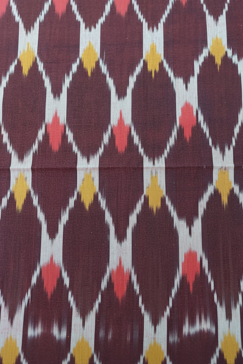 BROWN RED POCHAMPALLY IKAT KING COTTON BEDSHEET SET