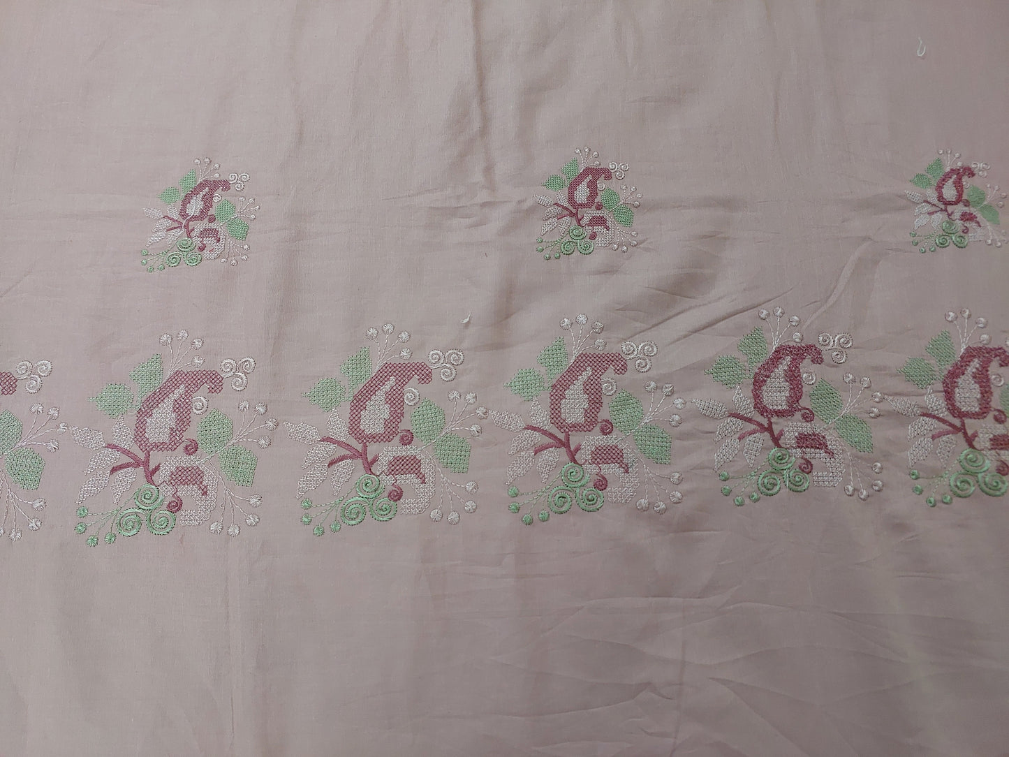 DUSTY PINK EMBROIDERED KING COTTON BEDSHEET SET