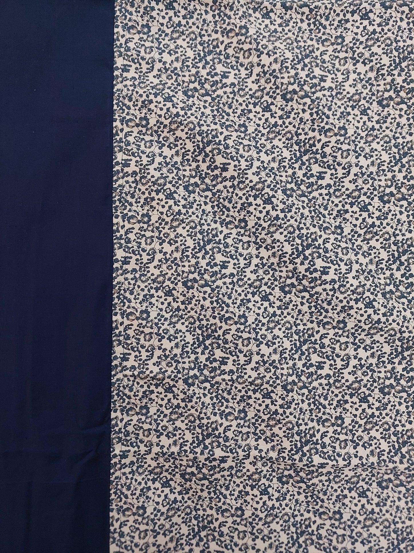 NAVY BLUE BORDER FLORAL KING COTTON BEDSHEET SET