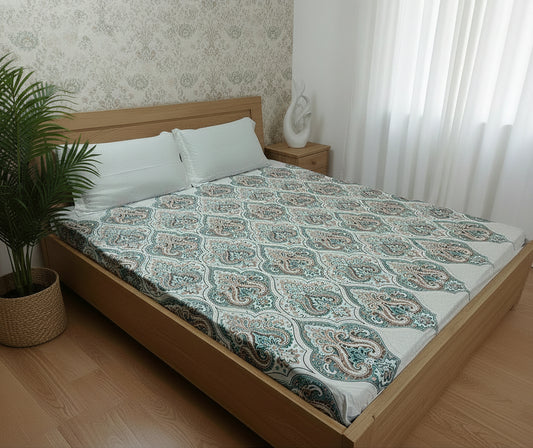 GREY ORANGE FLORAL KING BAMBOO BEDSHEET SET