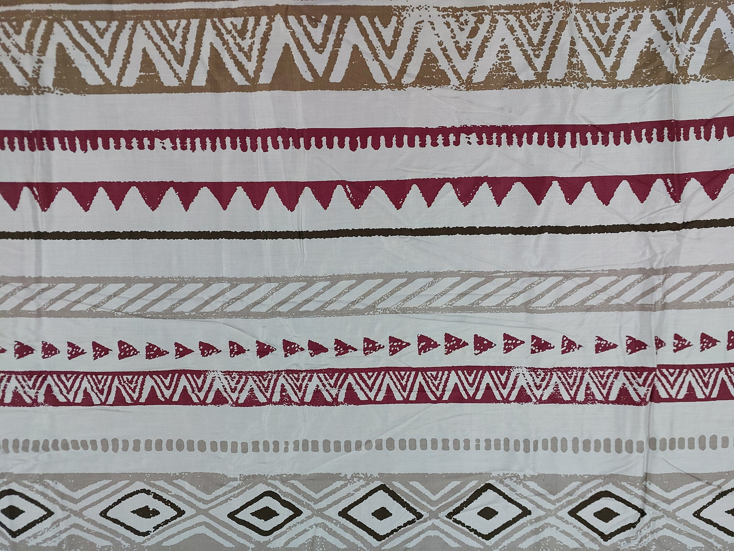 BEIGE MAROON GEOMETRICAL KING BAMBOO BEDSHEET SET