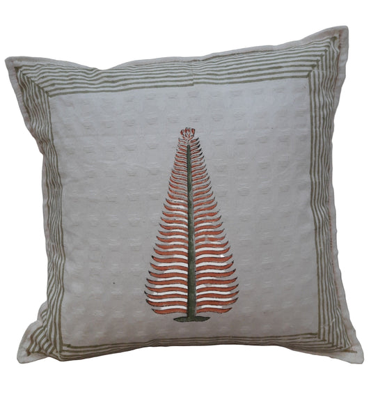 IVORY & ORANGE BLOCK PRINTED CUSHION COVERS ( SET OF 4 )