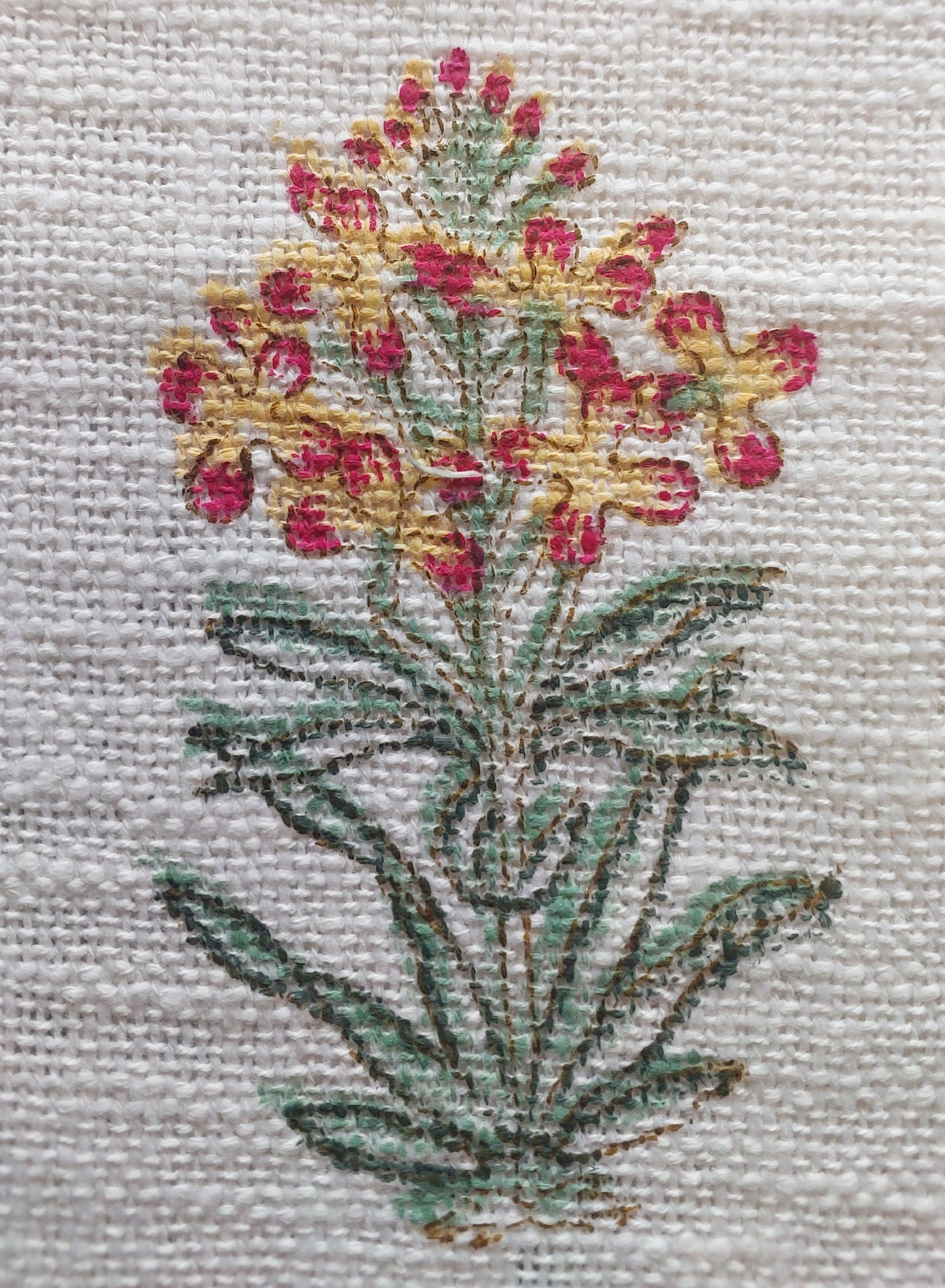 WHITE & YELLOW BLOCK PRINTED SOFA THROW