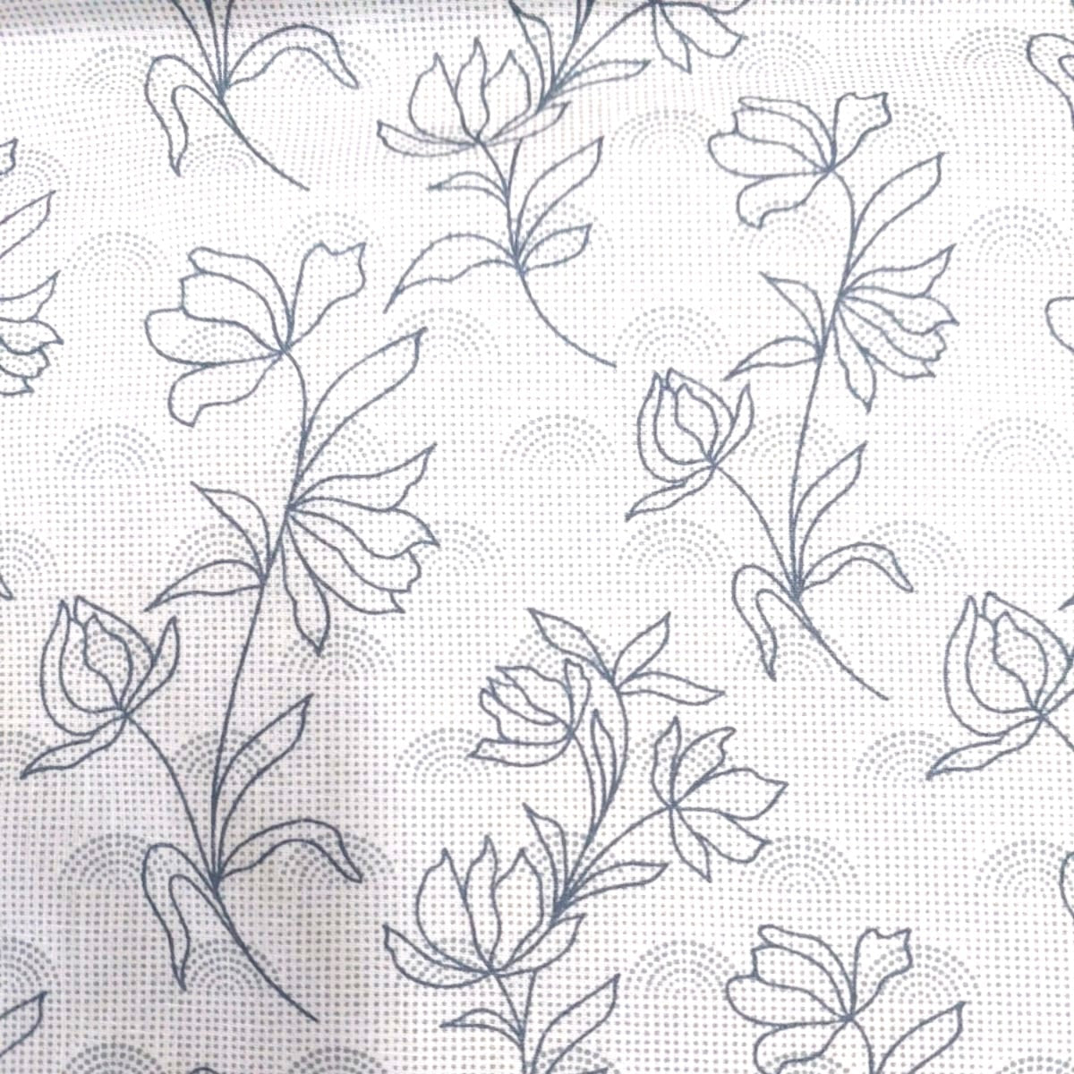 WHITE & GREY FLORAL REVERSIBLE DOHAR