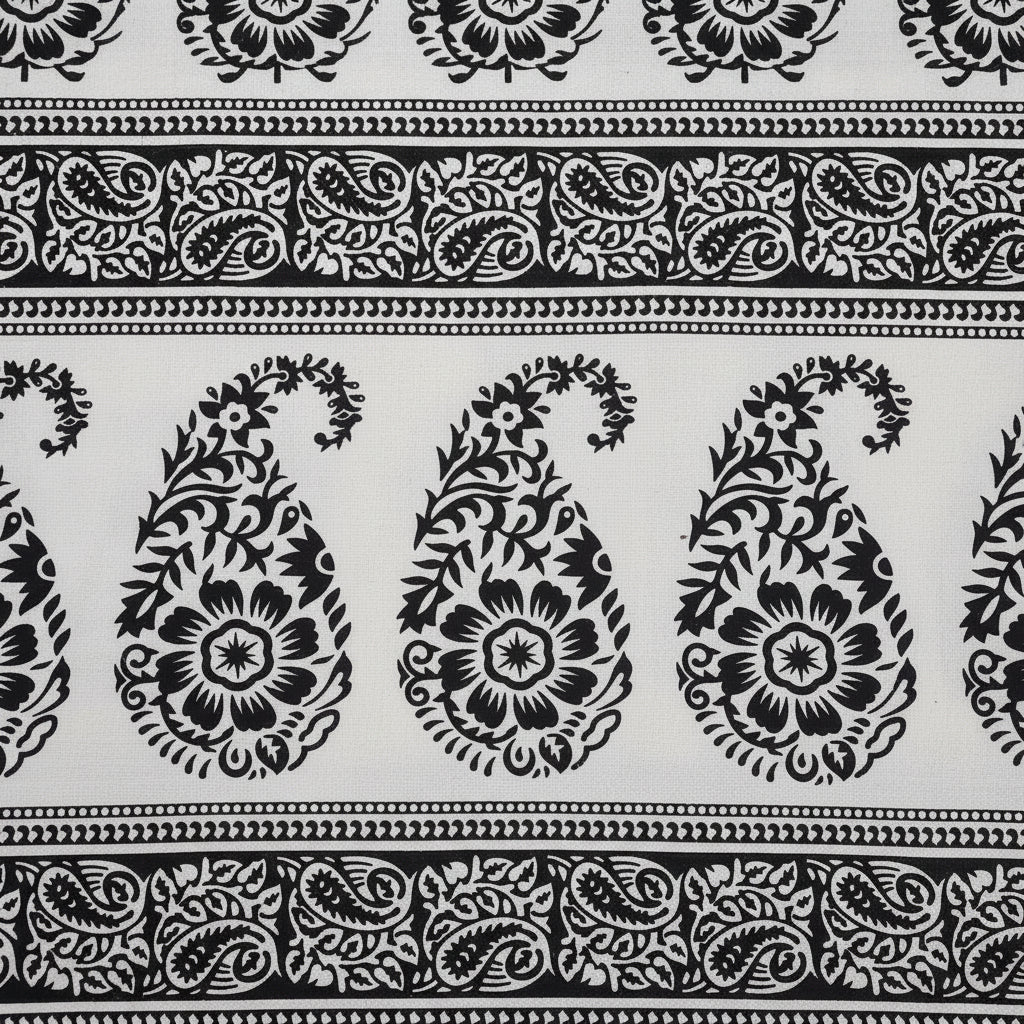 BLACK & WHITE BLOCK PRINTED QUEEN COTTON BEDSHEET SET