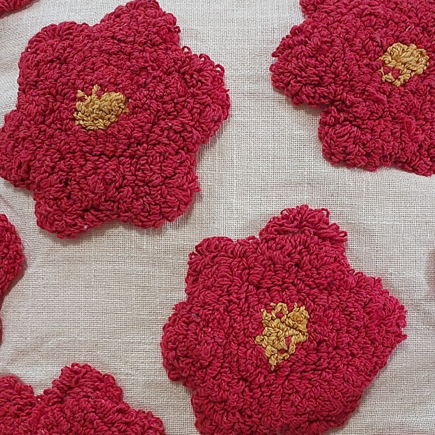 TUFTED RED CUSHION COVERS ( SET OF 2 )