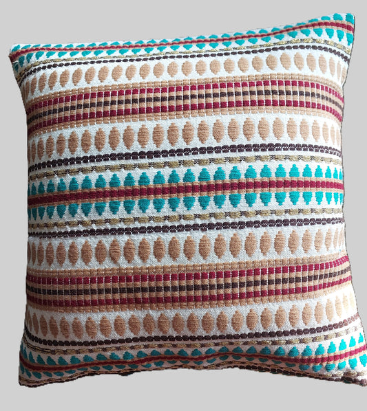 BEIGE & BLUE GEOMETRICAL CUSHION COVERS ( SET OF 2 )