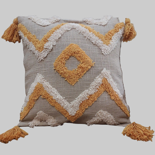 IVORY YELLOW GEOMETRICAL TUFTED CUSHION COVERS ( SET OF 2 )