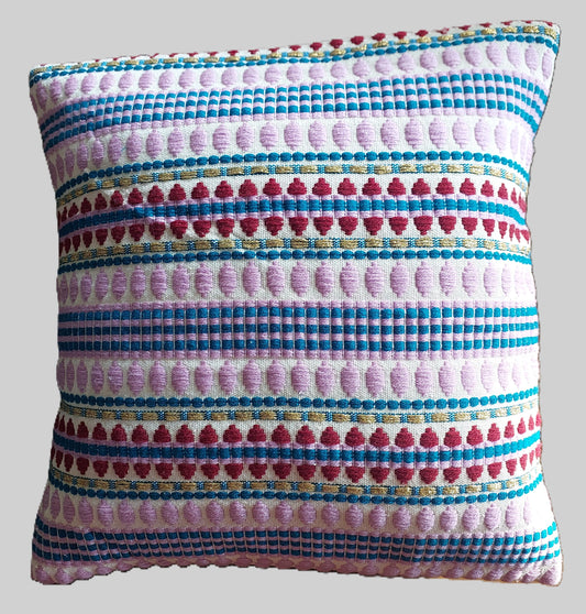 RED & LAVENDER GEOMETRICAL CUSHION COVERS ( SET OF 2 )
