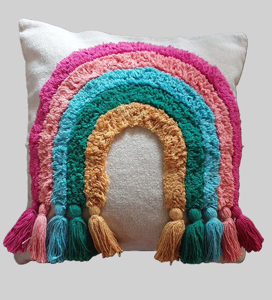 MULTICOLOURED TUFTED CUSHION COVERS ( SET OF 2 )