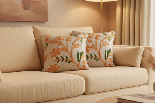 EMBROIDERED - FLORAL CUSHION COVERS ( SET OF 2 )