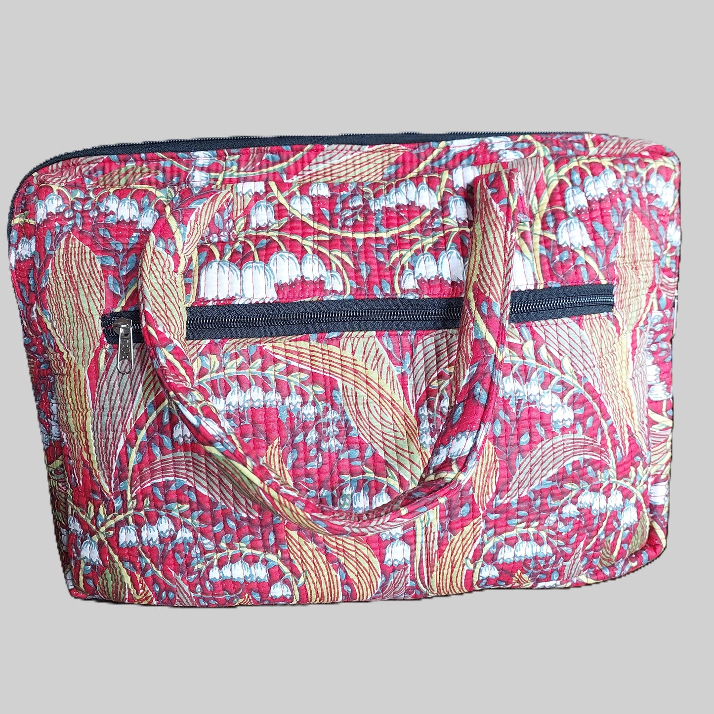 RED & YELLOW BLOCK PRINTED LAPTOP BAG