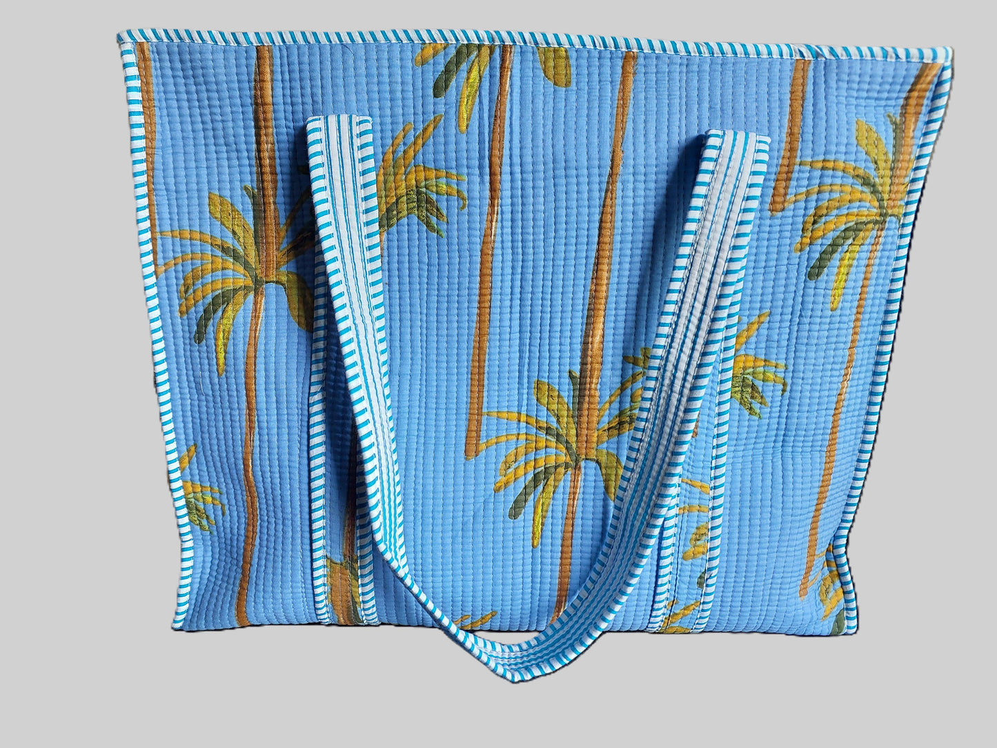SKY BLUE QUILTED TOTE BAG