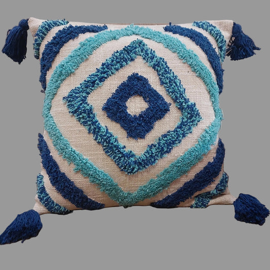 BLUE TUFTED CUSHION COVERS ( SET OF 2 )