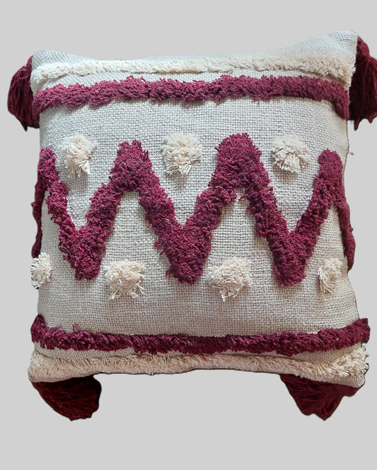 OFF WHITE & BROWN TUFTED CUSHION COVERS ( SET OF 2 )