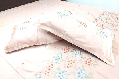APRICOT GLACE COTTON EMBROIDERY KING BEDSHEET