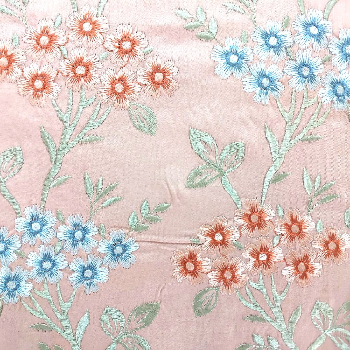 APRICOT GLACE COTTON EMBROIDERY KING BEDSHEET