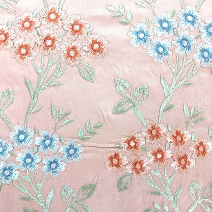 APRICOT GLACE COTTON EMBROIDERY KING BEDSHEET