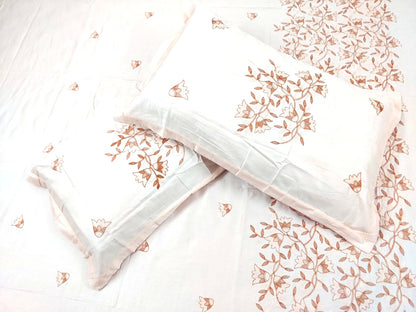 PEACH GLACE COTTON EMBROIDERY KING BEDSHEET