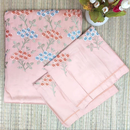 APRICOT GLACE COTTON EMBROIDERY KING BEDSHEET