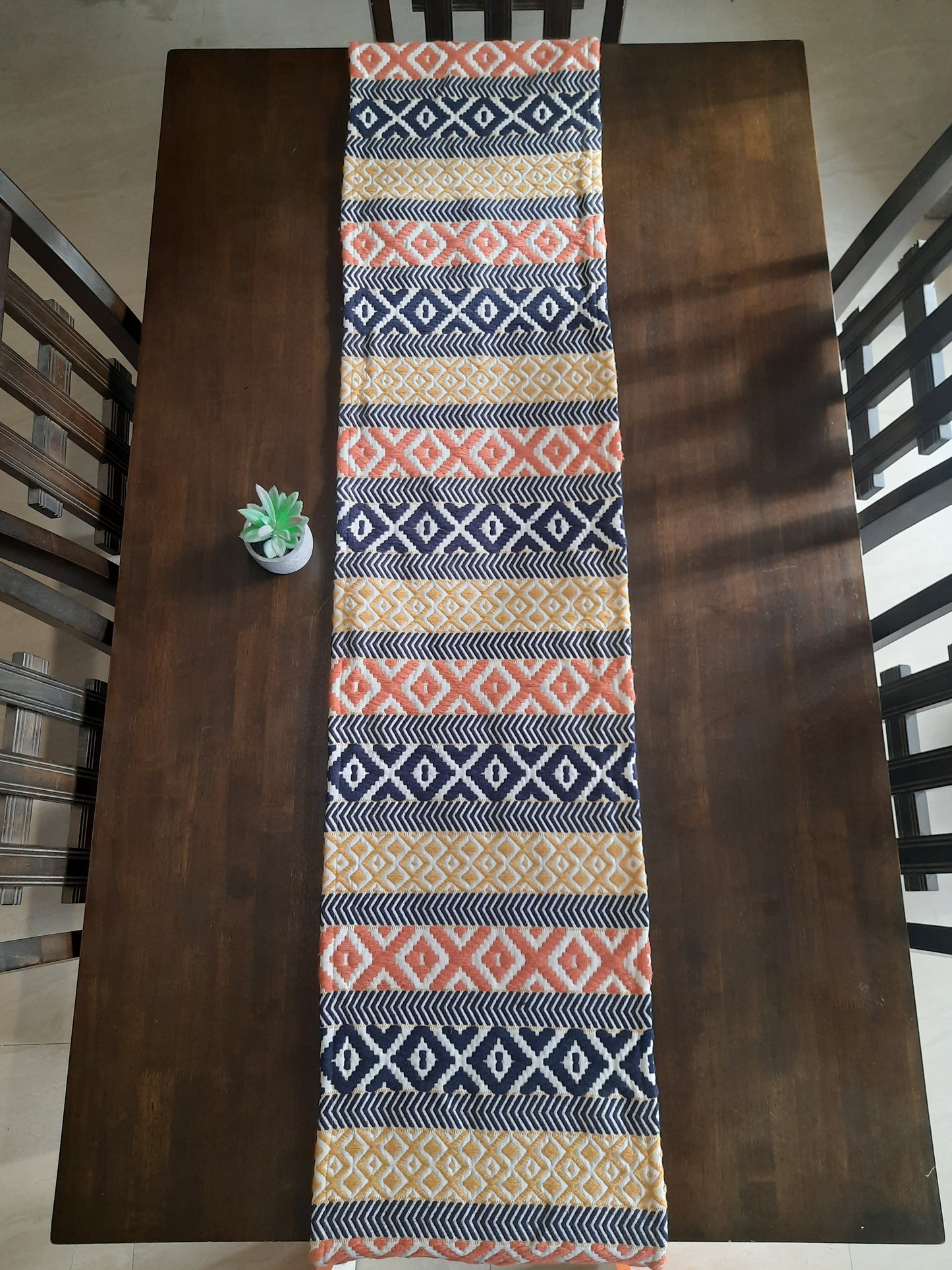 ORANGE YELLOW GEOMETRICAL TABLE RUNNER