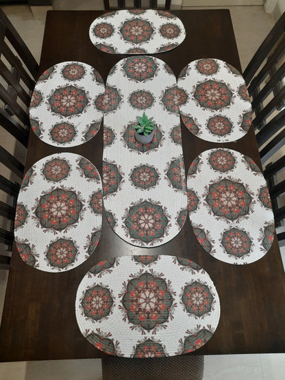 WHITE & GREEN TABLE PLACEMATS