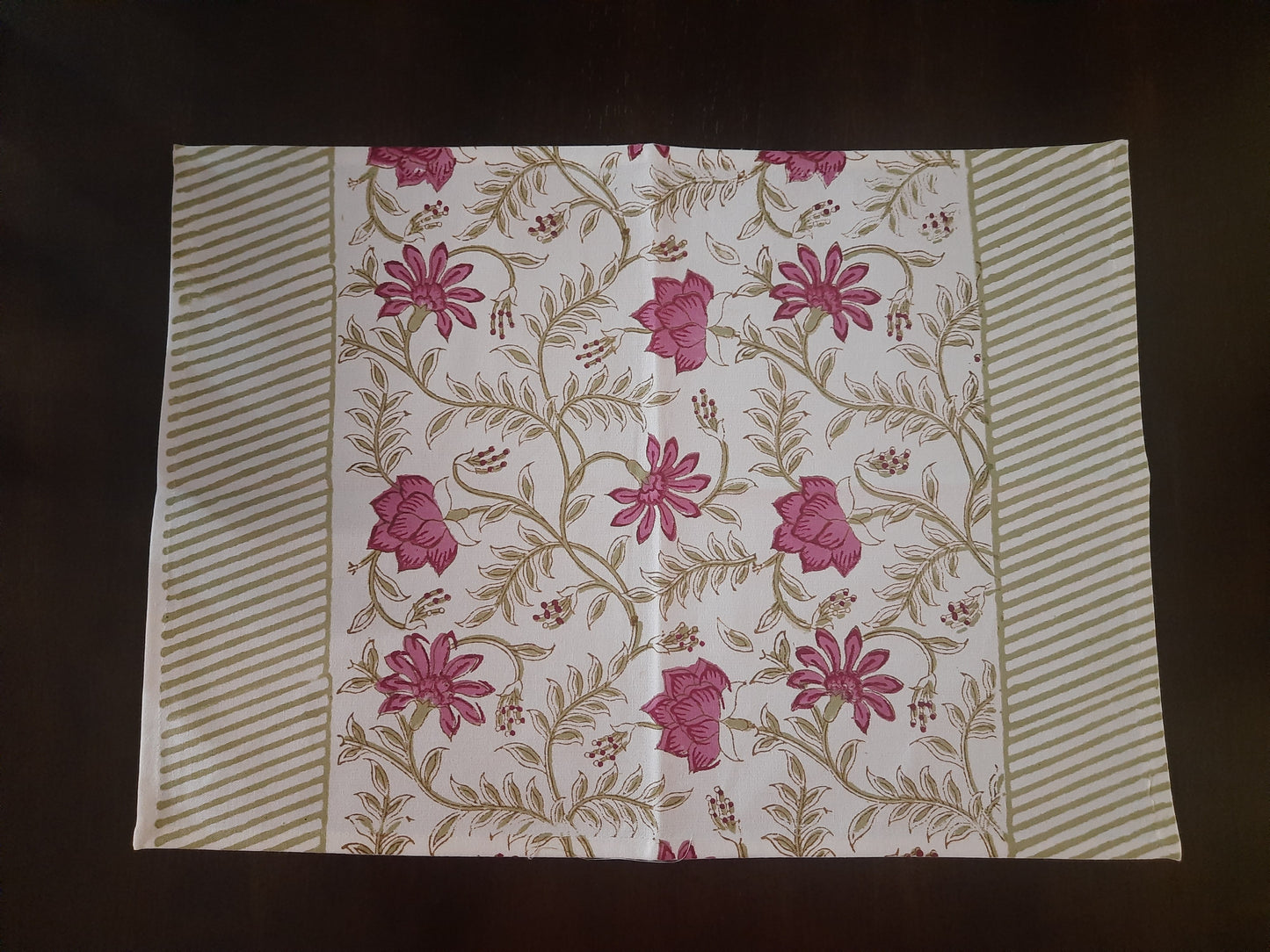 WHITE & PINK BLOCK PRINTED TABLE PLACEMATS