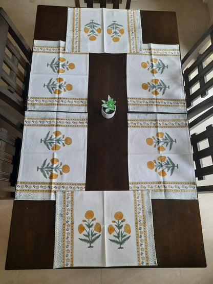 WHITE & YELLOW BLOCK PRINTED TABLE PLACEMATS