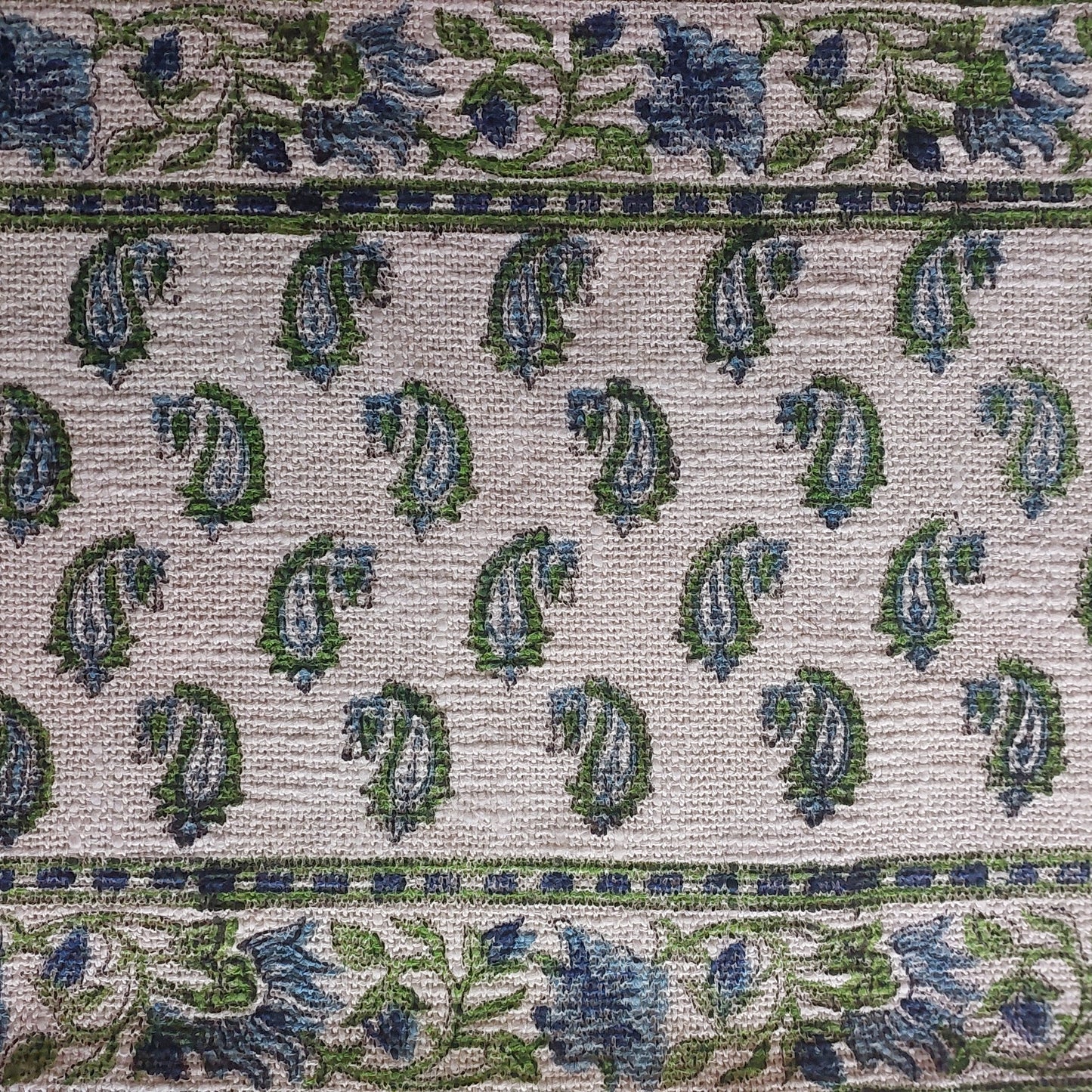 WHITE & BLUE BLOCK PRINTED SOFA THROW