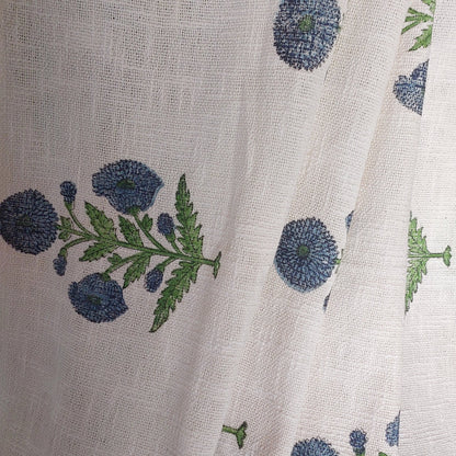 WHITE & BLUE BLOCK PRINTED SOFA THROW