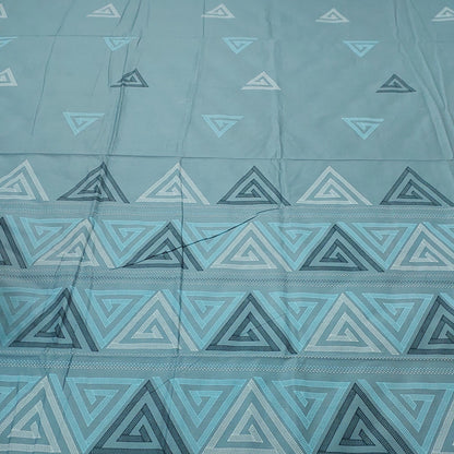 PEACOCK BLUE GEOMETRICAL COTTON KING BEDSHEET