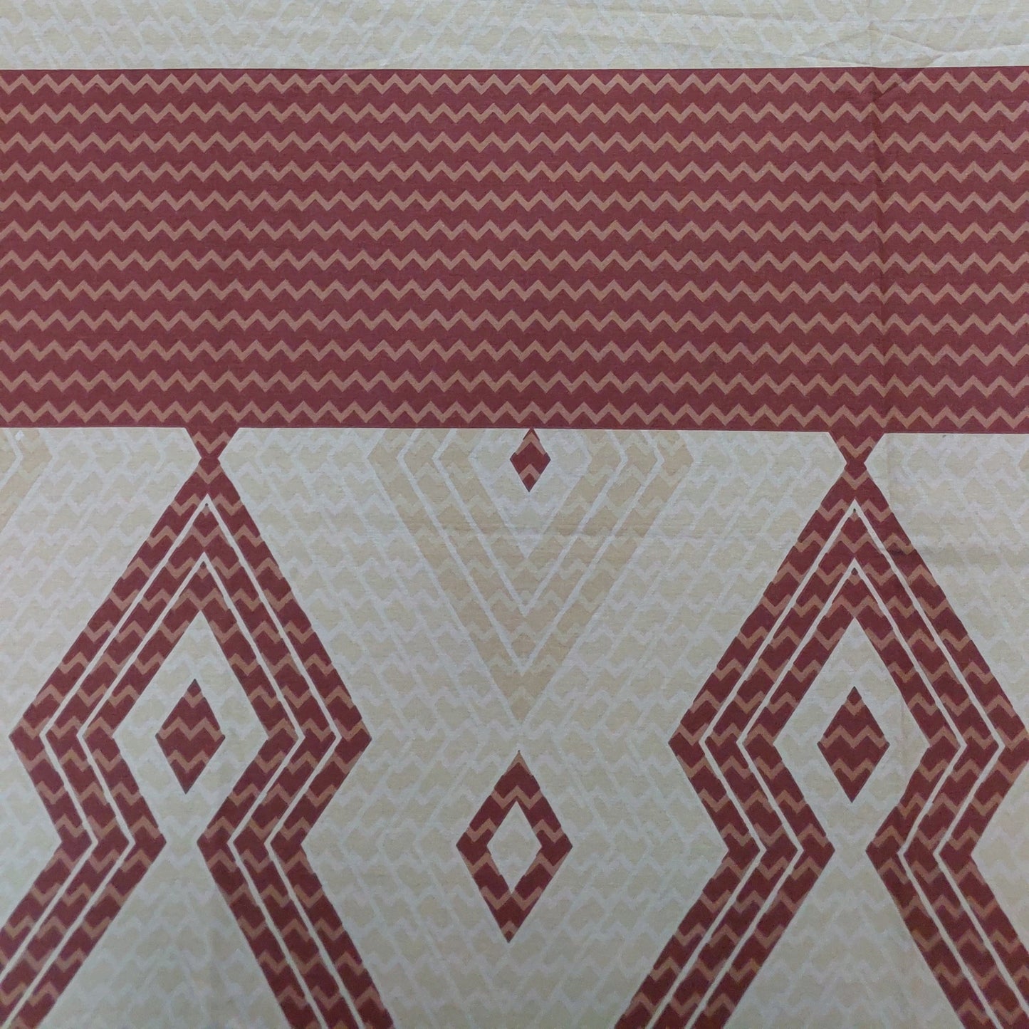 RED & BEIGE COTTON KING BEDSHEET