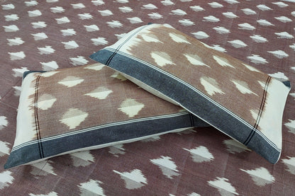 DARK BROWN POCHAMPALLY IKAT COTTON KING BEDSHEET