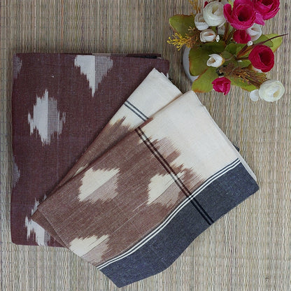 DARK BROWN POCHAMPALLY IKAT COTTON KING BEDSHEET