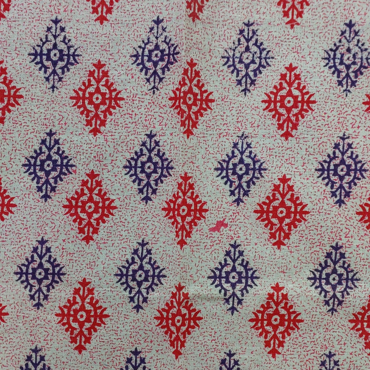 RED & BLUE WITH WHITE PATCHWORK & EMBROIDERY QUEEN BEDSHEET