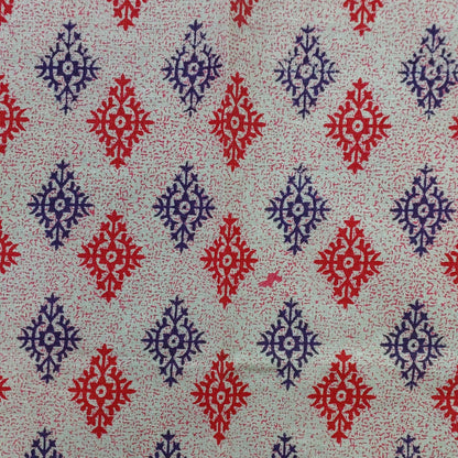 RED & BLUE WITH WHITE PATCHWORK & EMBROIDERY QUEEN BEDSHEET