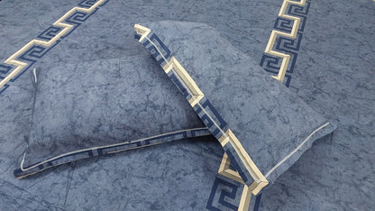 BLUE GEOMETRICAL COTTON KING BEDSHEET