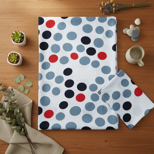 WHITE DOTS KING COTTON BEDSHEET SET