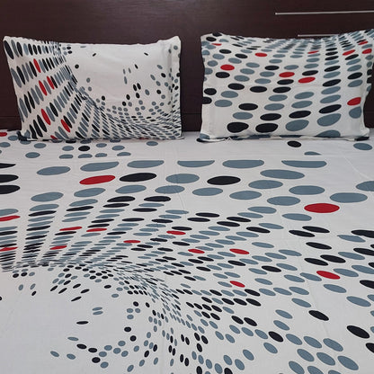 WHITE DOTS COTTON KING BEDSHEET