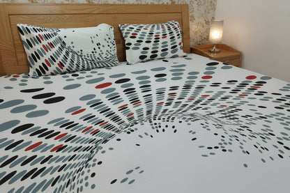 WHITE DOTS KING COTTON BEDSHEET SET