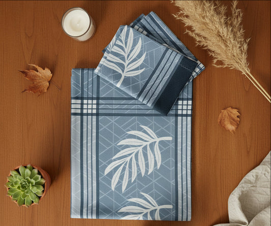 GREY & WHITE STRIPED QUEEN COTTON BEDSHEET SET