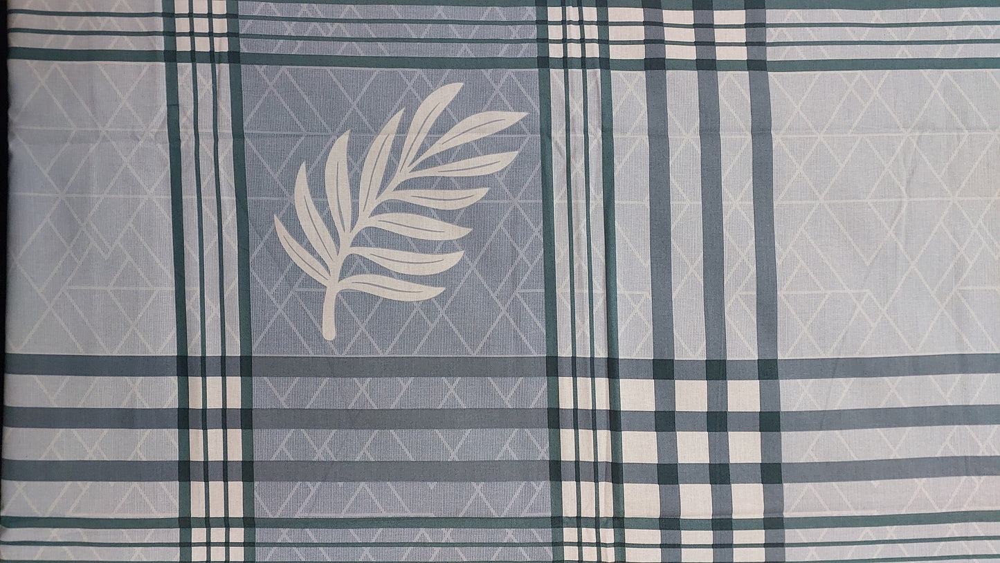 GREY & WHITE STRIPED COTTON QUEEN BEDSHEET