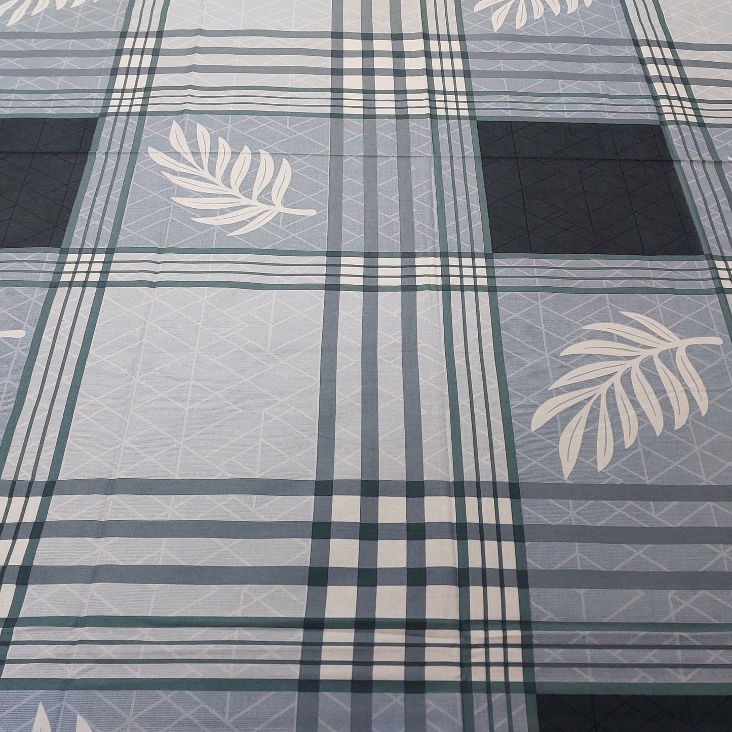 GREY & WHITE STRIPED COTTON QUEEN BEDSHEET