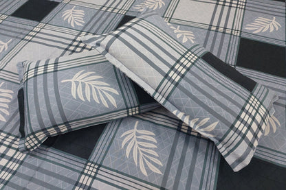 GREY & WHITE STRIPED COTTON QUEEN BEDSHEET