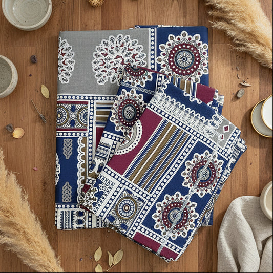 MULTI COLOURED KING COTTON BEDSHEET SET