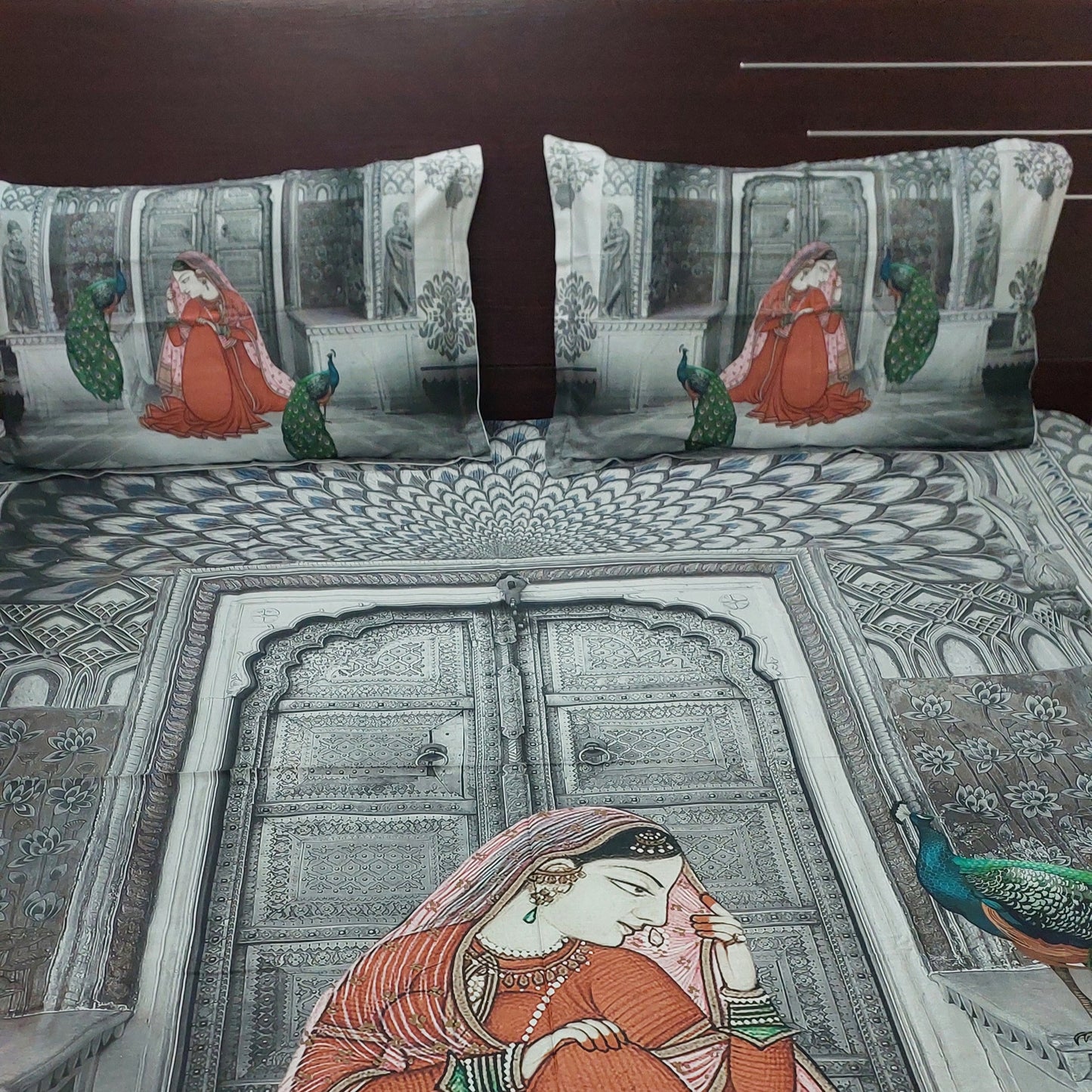 PEACOCK DIGITAL PRINTED COTTON KING BEDSHEET