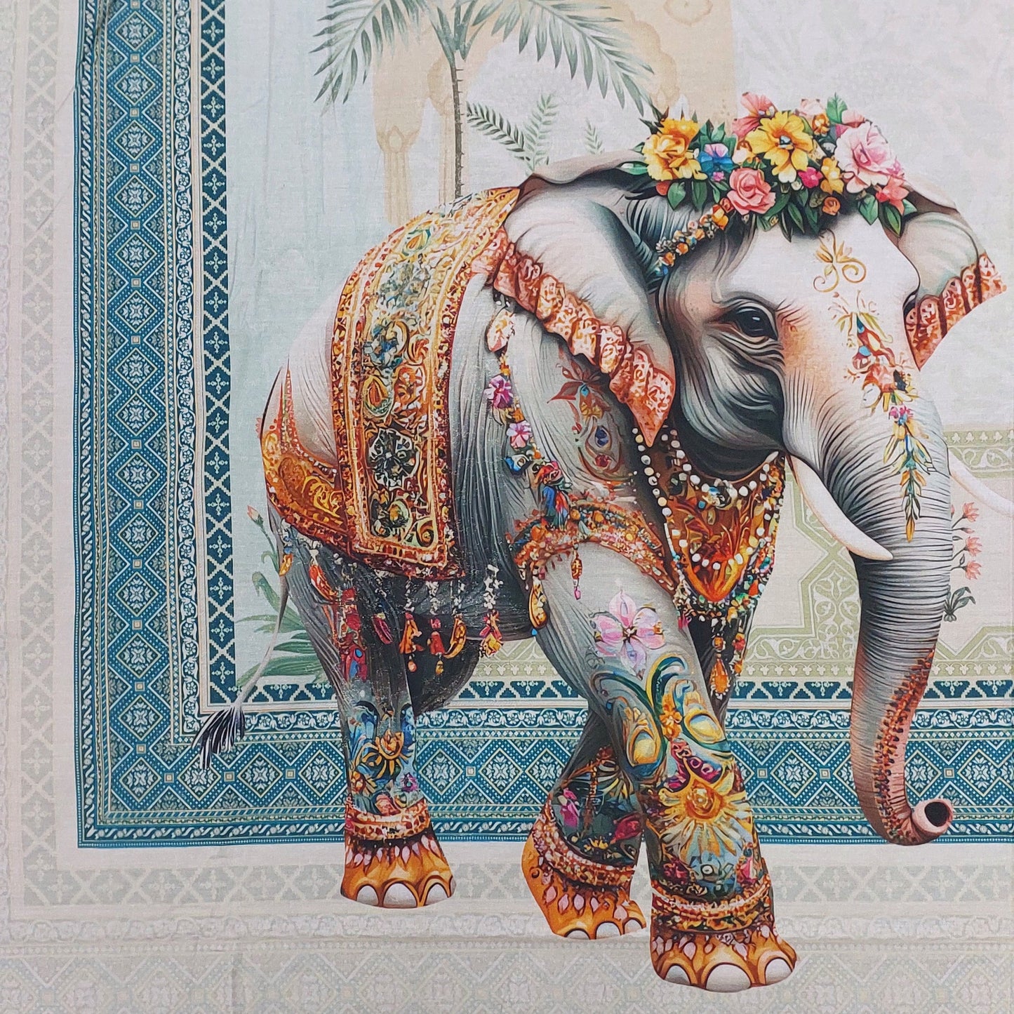 PEACOCK & ELEPHANT DIGITAL PRINTED COTTON KING BEDSHEET